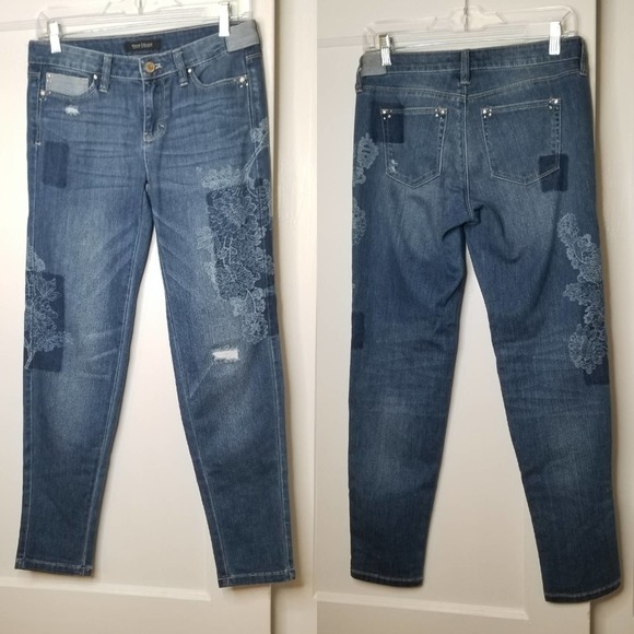 WHBM Patched Girlfriend Embellished Jeans - Picture 3 of 8